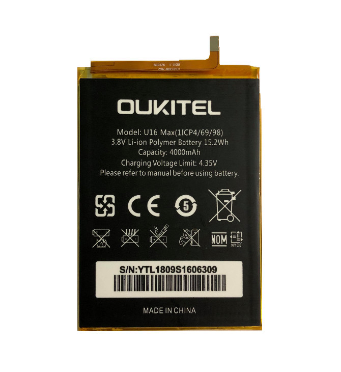 Акумулятор АКБ для Oukitel U16 Max (Li-ion 3.8 V 4000mAh) Оригінал Китай