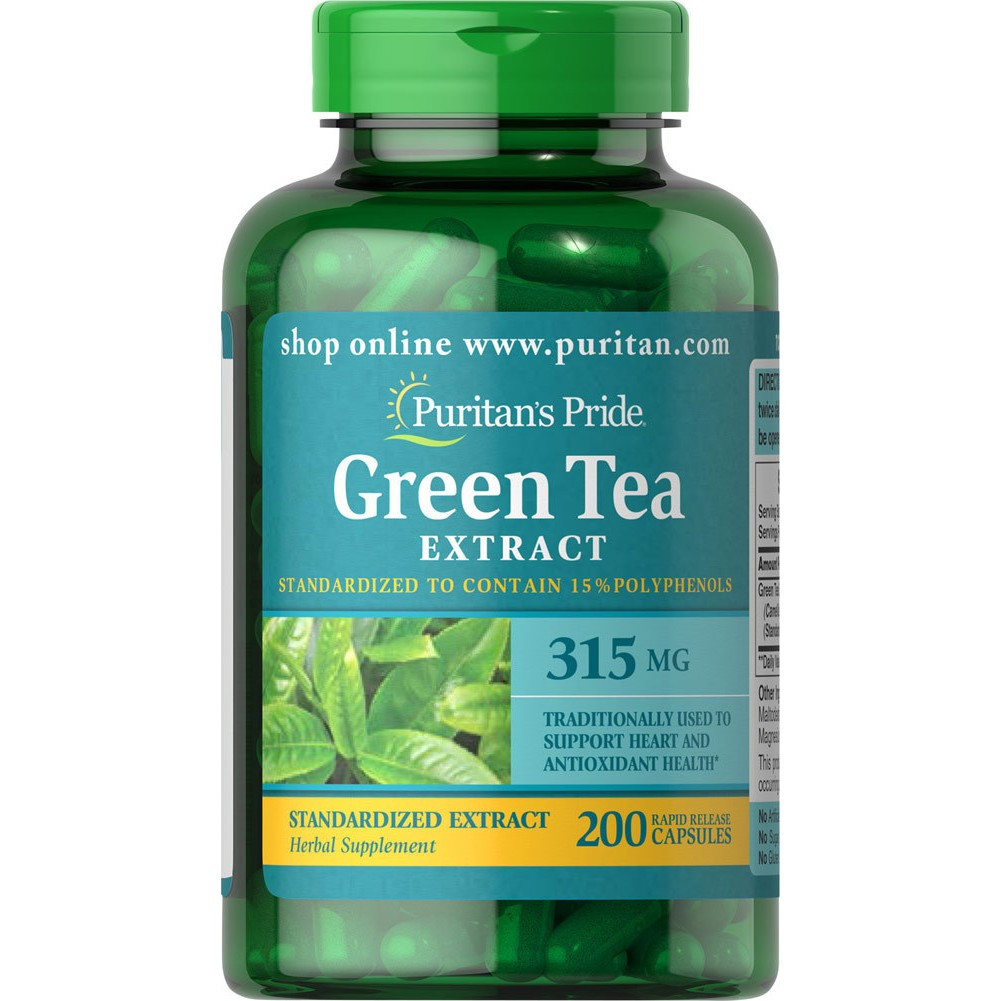 Puritan's Pride Green Tea Standardized Extract 315 mg 200 Capsules