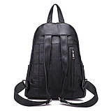 Рюкзак міський жіночий шкіряний стильний. Рюкзак з натуральної шкіри (чорний), фото 3