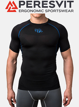 Компресійна футболка чоловіча Peresvit Air Motion Compression Short Sleeve T-Shirt Black Blue, фото 2