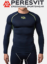 Компресійна футболка чоловіча лонгслів Peresvit Air Motion Compression Long Sleeve T-Shirt Navy Flu Yellow