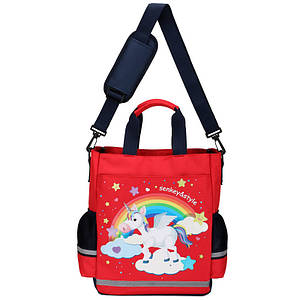 Сумка портфель Senkey&Style, школьный рюкзак через плечо Единорог красный Код 10-6445