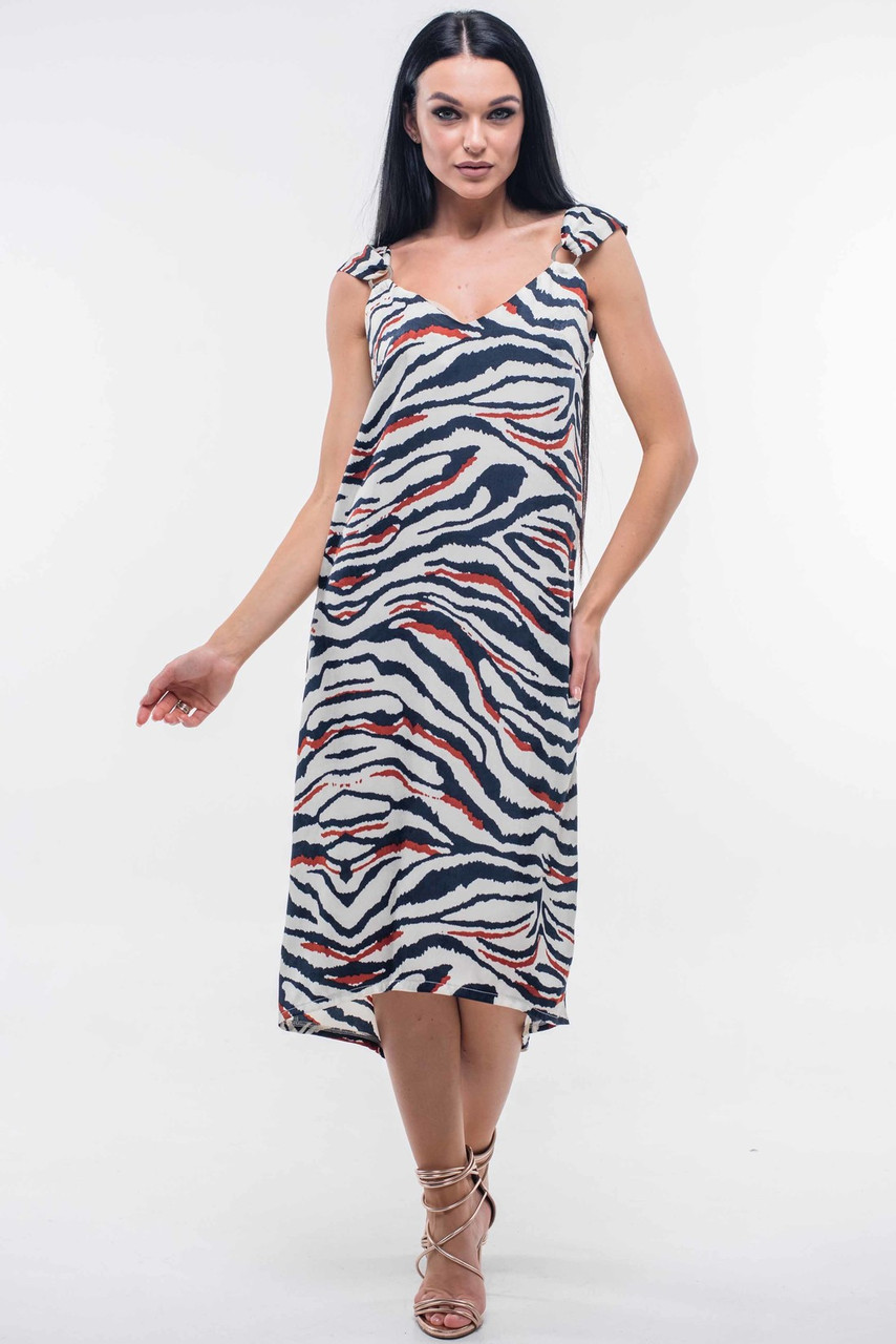 Літній сарафан вільного крою Бенді асиметричної довжини міді 42-44 розміри білий, фото 1