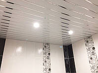 Реечный алюминиевый потолок Бард ППР-084 цвет белый глянец + хром готовый комплект