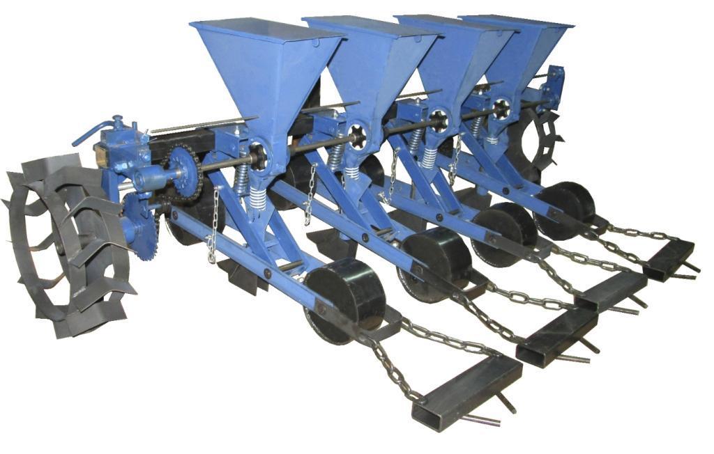 Мотоблокова чотирирядна сілка для овочів і кукурудзи