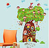 Наклейка в дитячу, наклейки на шафу "Весенята дуражаться на дереві" (90*60 см)2листа) 1м80*110см, фото 3