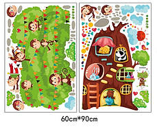 Наклейка в дитячу, наклейки на шафу "Весенята дуражаться на дереві" (90*60 см)2листа) 1м80*110см, фото 3
