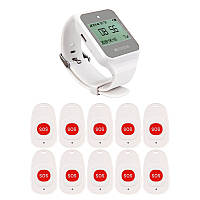 Система виклику медперсоналу бездротова RETEKESS TD108MED, годинник із російським меню, 10 SOS кнопок