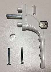 Ручка для металопластикового вікна з ключем алюмінієва вузька біла