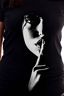 Таємнича жіноча чорна футболка "ША", фото 3