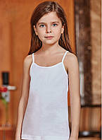 Майка дитяча біла 92-98 см трикотажна для дівчинки на тонких бретелях 100% бавовна Berrak 2520