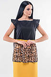 Модна річна жіноча блузка з шифоном Лео 42-52 розміри чорна, фото 5