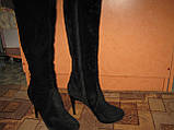 Чобітки жіночі замшеві чорні на високому каблуці розмір 38 б/в, фото 8
