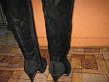 Чобітки жіночі замшеві чорні на високому каблуці розмір 38 б/в, фото 6