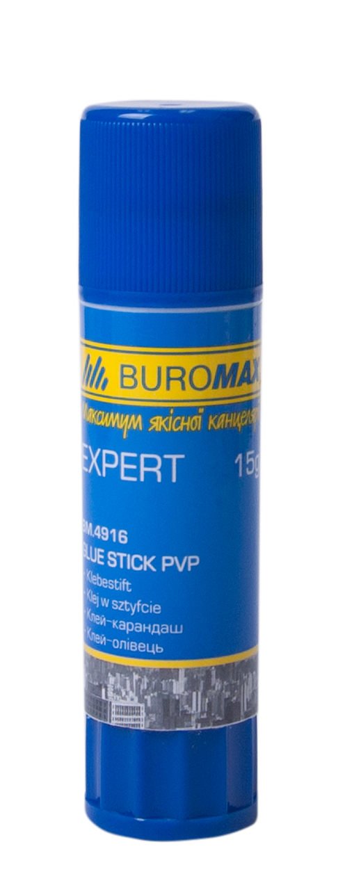 Клей-олівець 15 г, PVP, BUROMAX EXPERT BM.4916