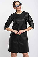 Модное кожаное платье свободного кроя Мэдисон 42-52 размеры черное