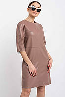 Модное кожаное платье свободного кроя Мэдисон 42-52 размеры капучино
