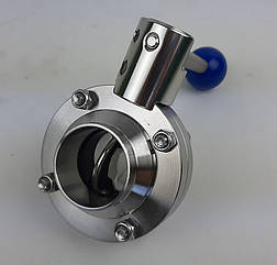 Затвор дисковий поворотний нержавіючий ДУ 25 (1") зварювання-зварювання