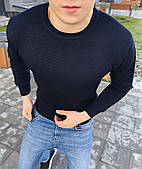 Джемпер чоловічий светр темно-синій стильний