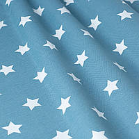 Ткань для занавесок с белыми звездами на голубом фоне Турция