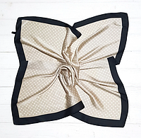 Шелковый шейный платок Fashion Вилена горох 70х70 см капучиновый