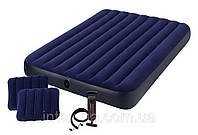 Надувний матрац Intex 64765 Classic Downy Airbed 203х152х25см насос+ 2 подушки