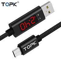 Оригинальный кабель TOPK D-Line1 CS2711 Micro-USB 2.4A дисплей напряжения и тока Black (CS0127110312)