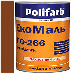 Емаль ПФ-266 жовто-коричнева 0,9 кг, Polifarb ЕкоМаль/ExtraMal