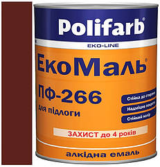 Емаль ПФ-266 червоно-коричнева 2,7 кг, Polifarb ЕкоМаль/ExtraMal