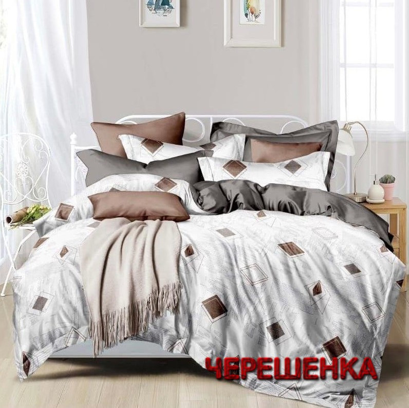 Тканина для постільної білизни Бязь "Gold" Lux GL1266 (A+B) - (50м+50м) з ромбами