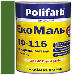 Емаль ПФ-115 зелена 0,9 кг, Polifarb Екомаль/ExtraMal