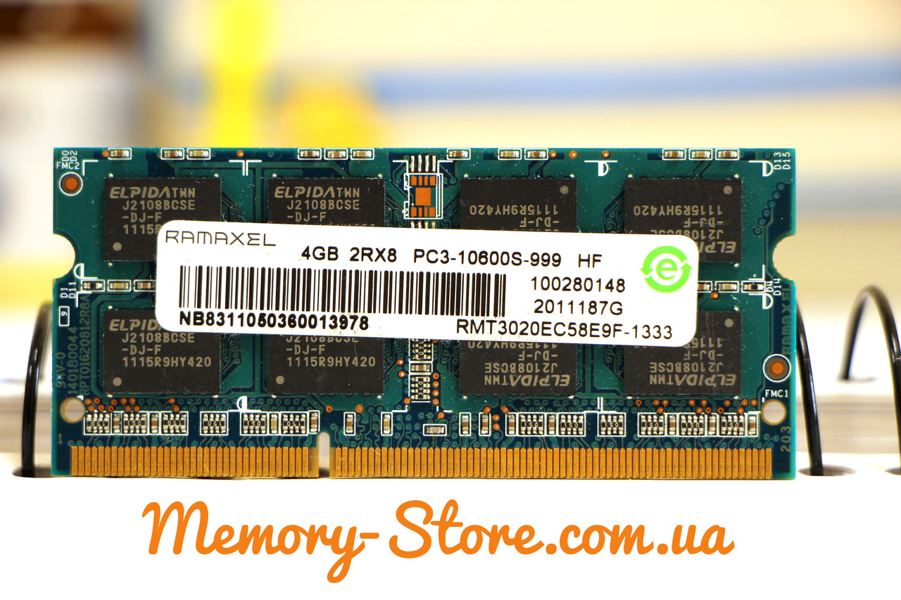 Оперативна пам'ять для ноутбука Ramaxel DDR3 4GB PC3-10600S PC3-12800s SODIMM (б/у)