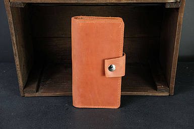 Жіночий гаманець клатч Нова з натуральної шкіри колір Коньяк