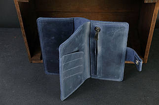 Жіночий шкіряний гаманець клатч Нова, натуральна Вінтажна шкіра, колір Синій, фото 3