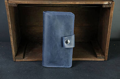 Жіночий шкіряний гаманець клатч Нова, натуральна Вінтажна шкіра, колір Синій