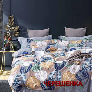 Тканина для постільної білизни Бязь "Gold" Lux GL1261 (A+B) - (50м+50м) сіра з рослинним узором, фото 3