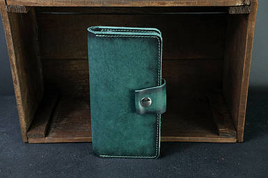 Жіночий шкіряний гаманець клатч Нова, натуральна шкіра італійський Краст, колір Зелений