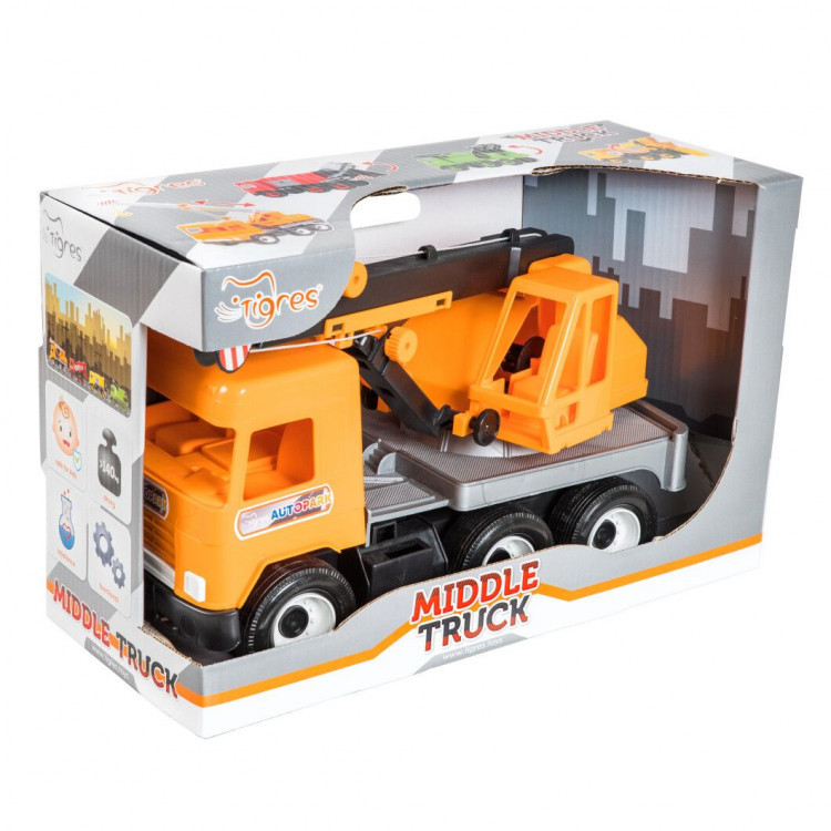 Автокран Tigres Middle truck, рухливі деталі, помаранчевий, 39313