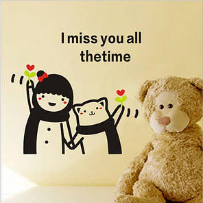 Прикольна наклейка в дитячу, наклейки на шафу, вікно "I miss you all the time" (лист 21смх23см), фото 2