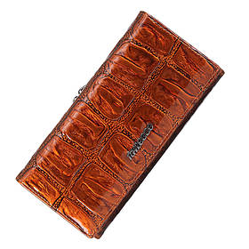 Жіночий гаманець із натуральної шкіри під рептилію з лаковим покриттям Коричневий