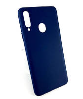 Чехол накладка для Samsung A20s, A207 противоударный бампер Soft Touch синий