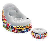 Надувне крісло Bestway 75076, 121 х 100 х 86 см, пуфик 54 х 26 см