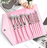 Набір пензлів для макіяжу 10шт Pink Glow оригінал, фото 8