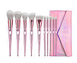 Набір пензлів для макіяжу 10шт Pink Glow оригінал, фото 10
