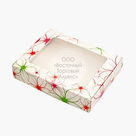 Паковання для пряників із прозорим вікном — Яскраві квіти — 192х148х40 мм