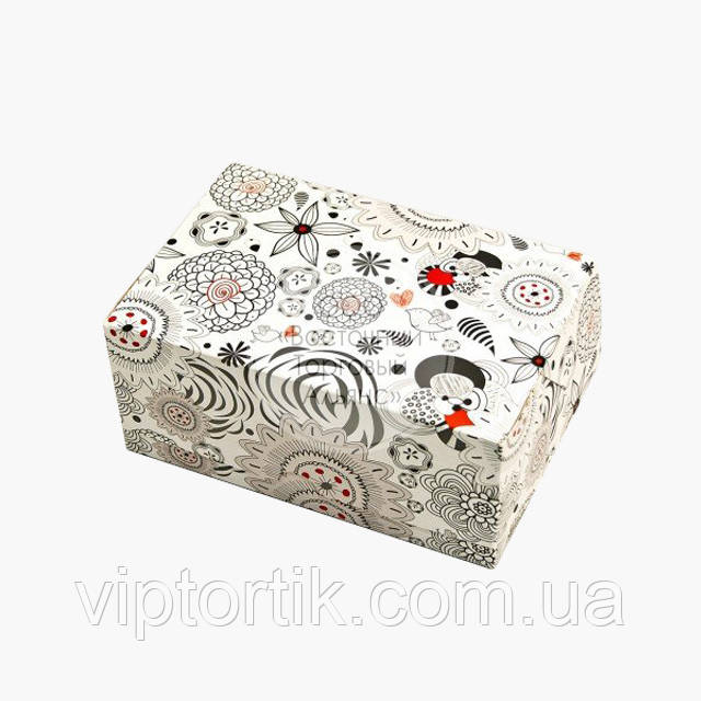 Паковання для пряників з прозорим вікном — Абстракція чорно-біла — 192х148х40 мм, фото 1