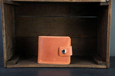 Класичне портмоне з монетницею з застібкою Вінтажна шкіра колір коричневый, відтінок Коньяк