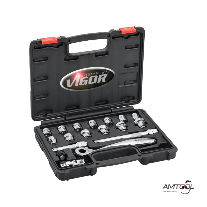 Набір плоских торцевих головок 3/8" 18 передм. - Vigor V6202, фото 1