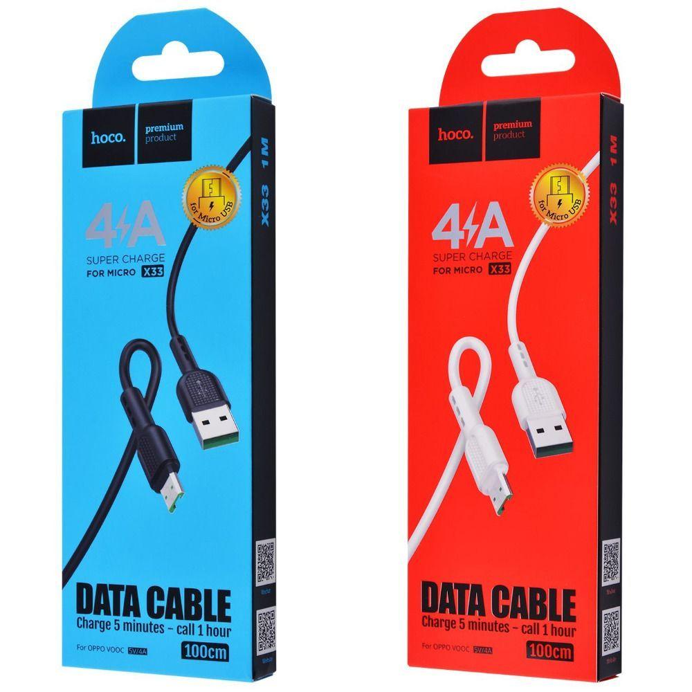 USB-кабель Hoco X33 Surge Micro USB Cable 4 A (1m) (чорний і білий)