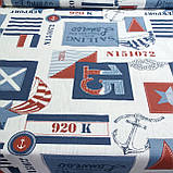 Тканина декоративна з тефлоновим просоченням морська з якорями, яхтами, прапорами, ширина 180 см, фото 2